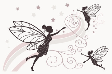 Mystical Fairy Silhouettes – Vector Clipart Pack