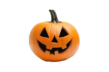 Fototapeta premium Carved halloween pumpkin jack o lantern isolated on transparent background