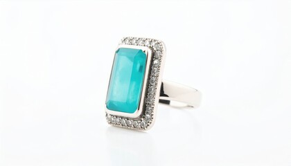 Elegant Turquoise Gemstone Ring With Diamond Accents