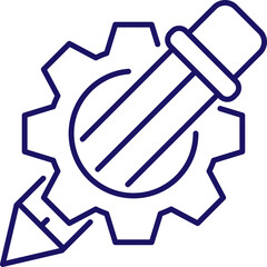 Gear with Pencil Minimalistic Thin Icon for Web and Graphic Design, Apps, Banners, Social Network and Cards