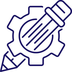 Gear with Pencil Minimalistic Thin Outline Icon for Web and Graphic Design, Apps, Banners, Social Network and Cards