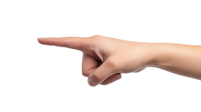 Index finger reaching touch, tap, click, indicate isolated on white background., transparent PNG - Powered by Adobe