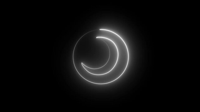 Glowing Neon neon no entry forbidden icon. neon animation of neon sleep mode shape on black background, blue glowing lines , 4K vertical animated seamless loop template for social network.	