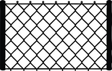 Fototapeta premium Chain link net silhouette, Decorative fence wire mesh isolated silhouette. vector illustration