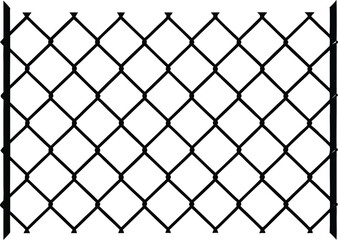 Fototapeta premium Chain link net silhouette, Decorative fence wire mesh isolated silhouette. vector illustration