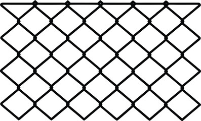 Fototapeta premium Chain link net silhouette, Decorative fence wire mesh isolated silhouette. vector illustration