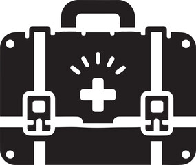 Fototapeta premium black and white business briefcase, business briefcase silhouette vector icon