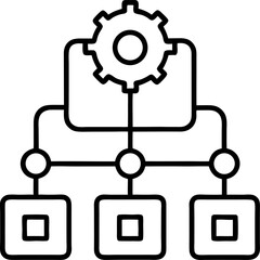 Office Workflow Automation Concept outline icon with white background