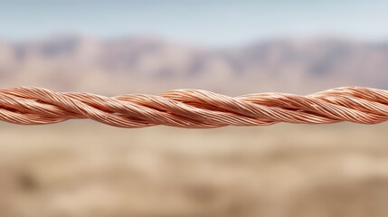 Close up Copper Wire Cable  Twisted Strands  Industrial  Energy  Metal  Texture  Backgroun