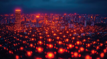 Night Cityscape: A Breathtaking View of Illuminated Metropolis