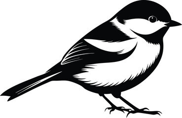 Chickadee icon silhouette vector, Chickadee line art silhouette, Chickadee vector silhouette design.