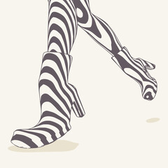 Female leg silhouettes represented in stripes. Legs design element.