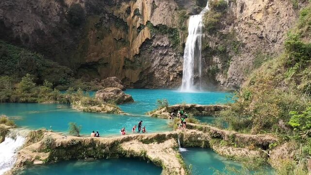 Beautiful El Salto del Meco waterfall, Huasteca Potosina, San Luis Potosi, Mexico