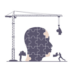 Empathy and emotional feeling support with understanding about other people problem situations person concept. Help in relationship crisis with psychological therapy. Head on construction site