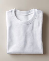 Neatly folded white cotton t-shirt.