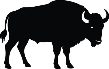 Bison buffalo vector silhouette, bison icon vector silhouette illustration