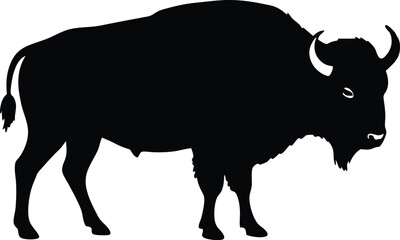 Bison buffalo vector silhouette, bison icon vector silhouette illustration