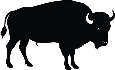 Bison buffalo vector silhouette, bison icon vector silhouette illustration