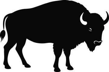 Bison buffalo vector silhouette, bison icon vector silhouette illustration