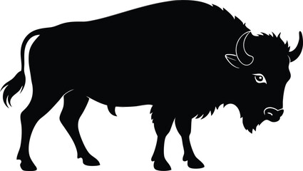 Bison buffalo vector silhouette, bison icon vector silhouette illustration
