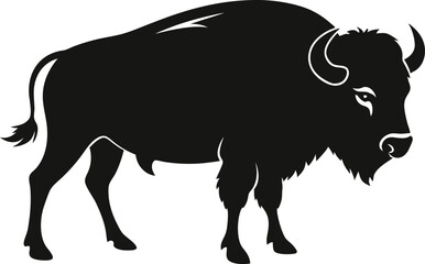 Bison buffalo vector silhouette, bison icon vector silhouette illustration