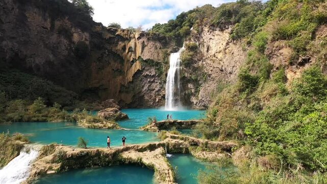 Beautiful El Salto del Meco waterfall, Huasteca Potosina, San Luis Potosi, Mexico