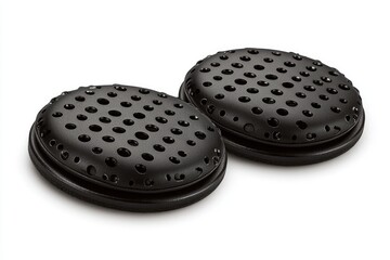 Two black circular perforated ear cups.