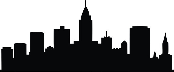 Obraz premium The Boston City Skyline Silhouette Vector, City Buildings Silhouette Vector illustration