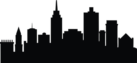Obraz premium The Boston City Skyline Silhouette Vector, City Buildings Silhouette Vector illustration