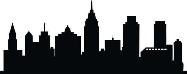 Fototapeta premium Boston City skyline silhouette vector illustration, new york city skyline vector design