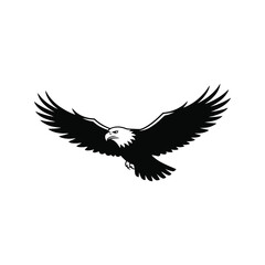 Obraz premium Majestic linocut eagle flying black silhouette