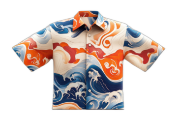 Colorful shirt with unique design isolated on transparent background.