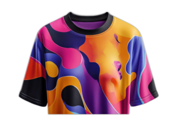 Colorful abstract design t-shirt isolated on transparent background.