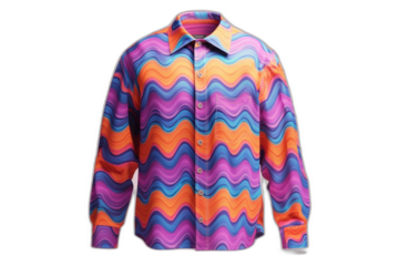 Colorful shirt with wave pattern isolated on transparent background.