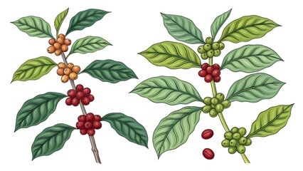 coffee plants clipart isolated vector illustration