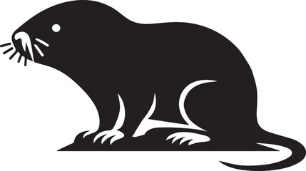 Fototapeta premium black and white rat mouse, rat mouse silhouette vector icon, mouse logo vector