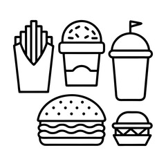 Fast Food Line Art Icons