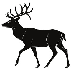 Black Deer Silhouette Vector | Minimalist Standing Deer SVG Design