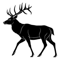 Black Deer Silhouette Vector | Minimalist Standing Deer SVG Design