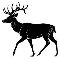 Fototapeta premium Black Deer Silhouette Vector | Minimalist Standing Deer SVG Design