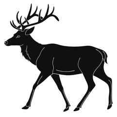 Black Deer Silhouette Vector | Minimalist Standing Deer SVG Design
