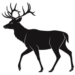 Black Deer Silhouette Vector | Minimalist Standing Deer SVG Design