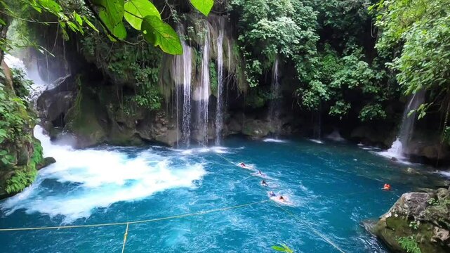 The beautiful Puente de Dios waterfall and cenote, Tamasopo, San Luis Potosi, Mexico