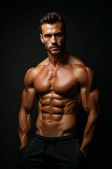 Fototapeta premium handsome muscular man posing in studio