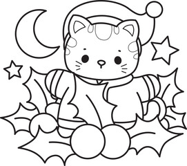 Lineart of a bunch of cute cat with various activities.
Outline ofkKawaii animal kitty for scrapbook and sticker.