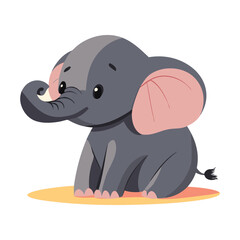 Cute Baby Elephant Icon against white background