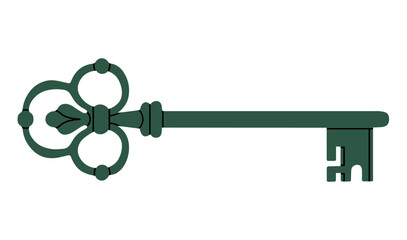 Vector illustration of colorful antique key isolated on white background. can be used in interior design concepts, event invitations, logo creations, travel brochures, treasure hunt games etc.