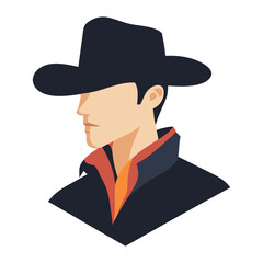 Cowboy Profile Icon Avatar Icon against white background