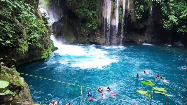The beautiful Puente de Dios waterfall and cenote, Tamasopo, San Luis Potosi, Mexico