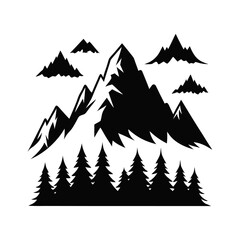 Majestic Mountain Range with Pine Trees